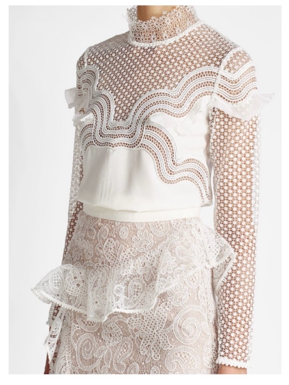 Self Portrait White Lace Wave Top